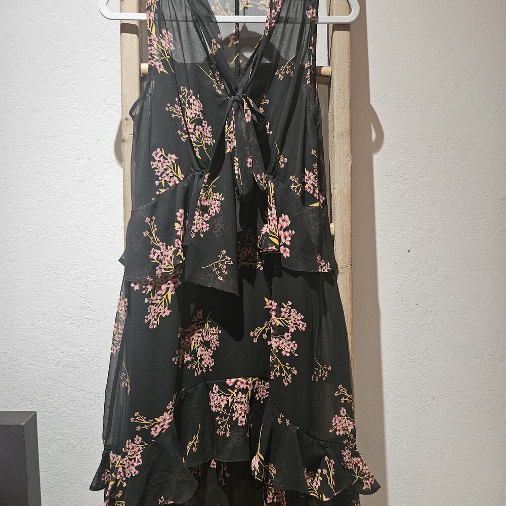 Who What Wear Black Dress with Pink Floral Design